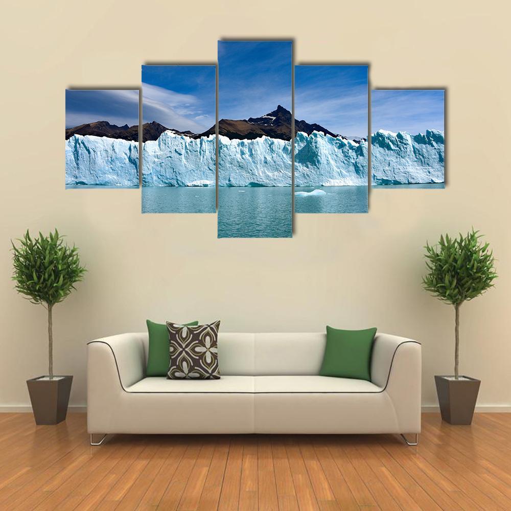Perito Moreno Glacier And Andes Mountains Canvas Wall Art-5 Star-Gallery Wrap-62" x 32"-Tiaracle