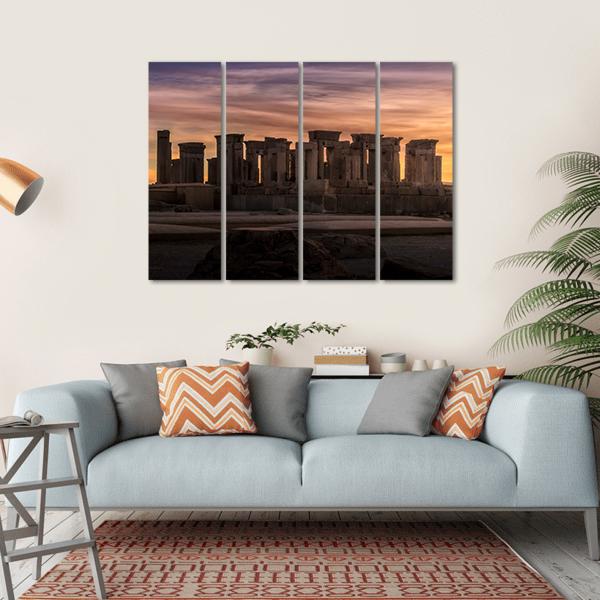 Persepolis Under Dark Clouds In Iran Canvas Wall Art-4 Horizontal-Gallery Wrap-34" x 24"-Tiaracle