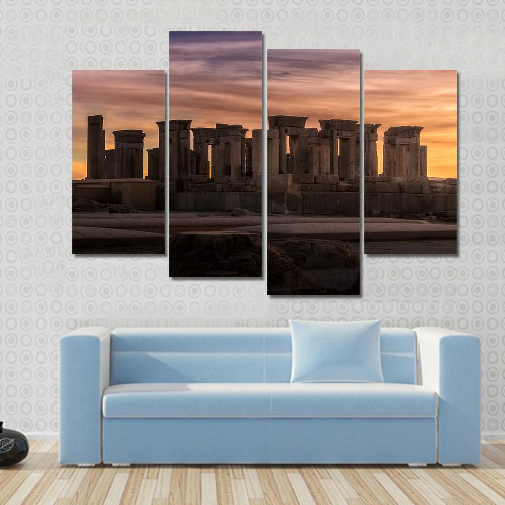 Persepolis Under Dark Clouds In Iran Canvas Wall Art-4 Pop-Gallery Wrap-34" x 20"-Tiaracle