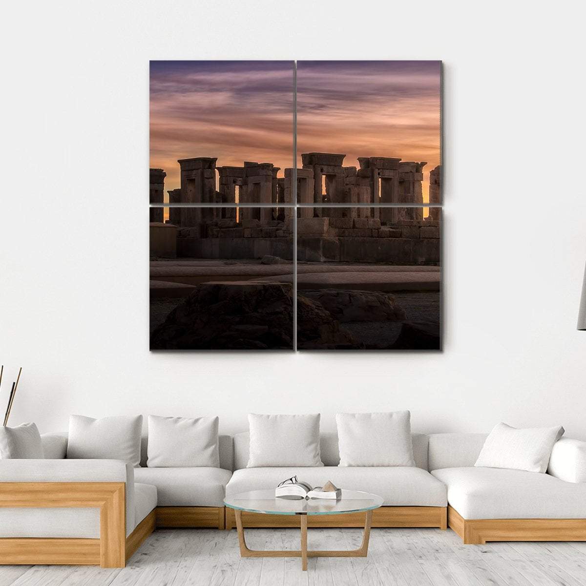 Persepolis Under Dark Clouds In Iran Canvas Wall Art-4 Square-Gallery Wrap-17" x 17"-Tiaracle