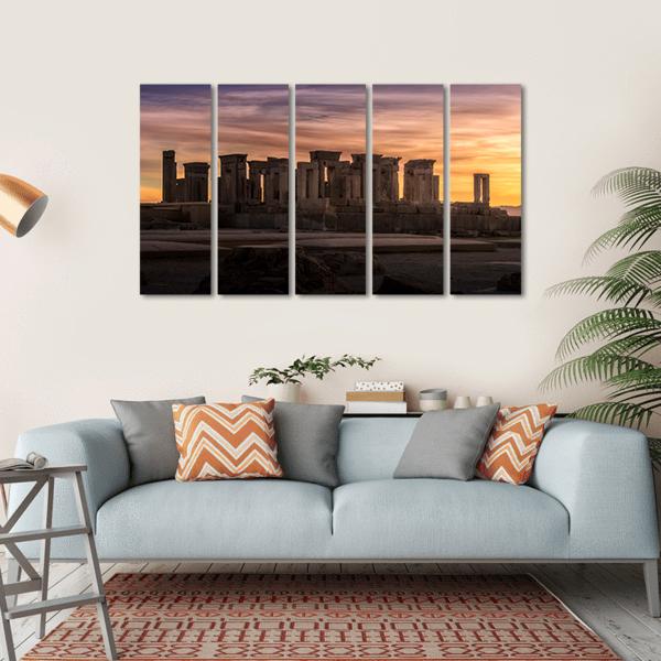 Persepolis Under Dark Clouds In Iran Canvas Wall Art-5 Horizontal-Gallery Wrap-22" x 12"-Tiaracle