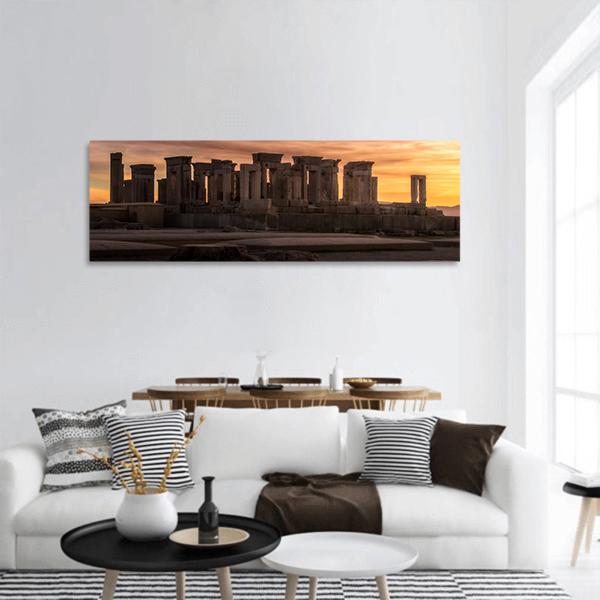 Persepolis Under Dark Clouds In Iran Panoramic Canvas Wall Art-1 Piece-36" x 12"-Tiaracle