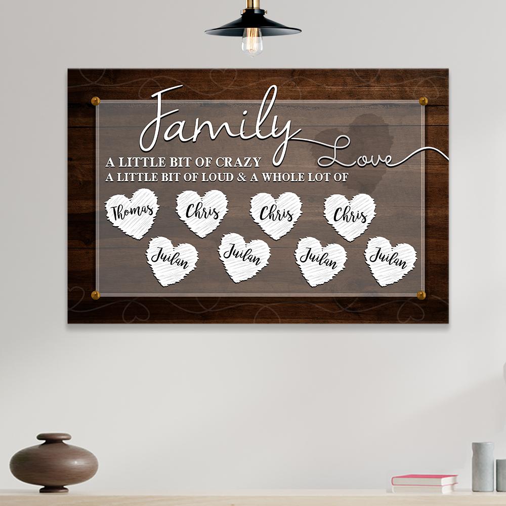 Family Multi Names With Heart Sign - Premium Canvas Wall Art-Gallery Wrap-12x8-8-Tiaracle