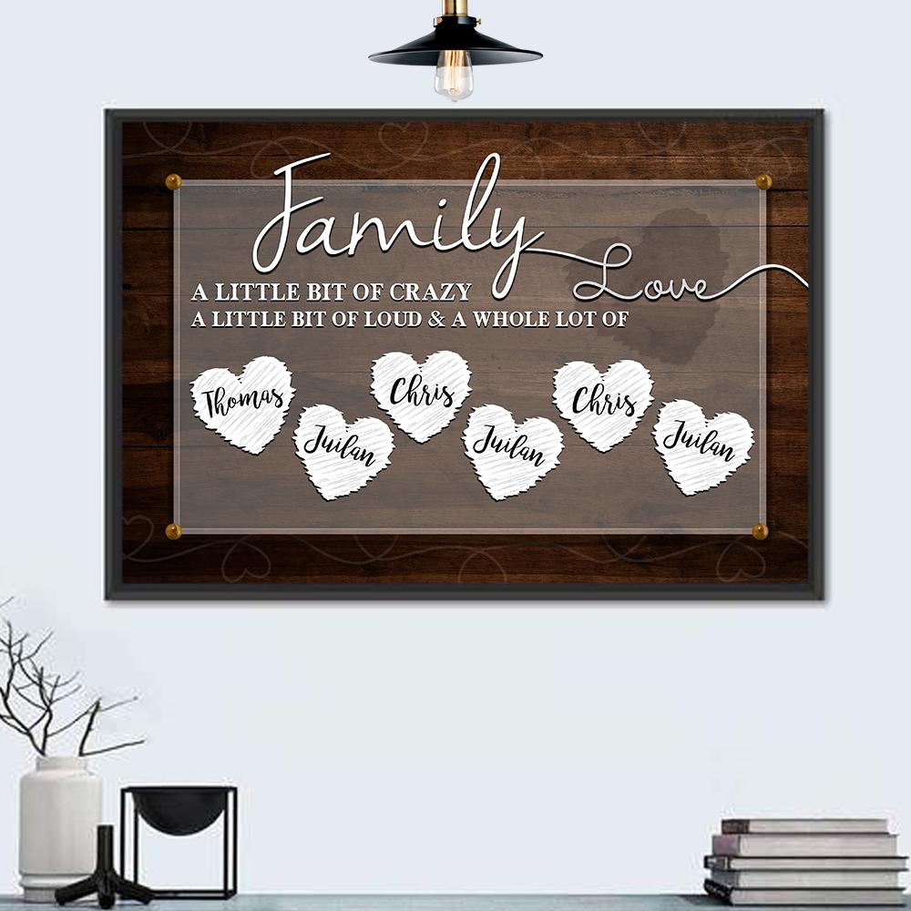 Family Multi Names With Heart Sign - Premium Canvas Wall Art-Floating Frame-24x16-6-Tiaracle