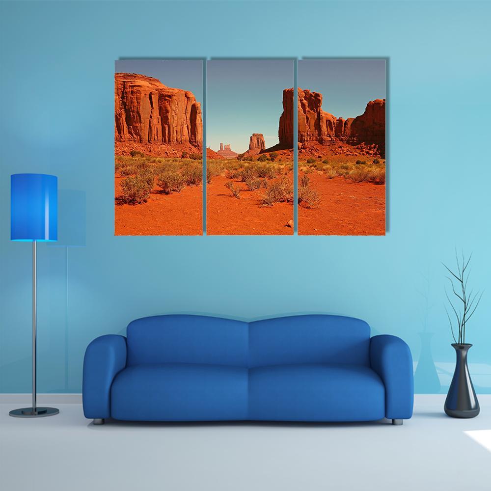 Perspective Of Monument Valley Canvas Wall Art-3 Horizontal-Gallery Wrap-37" x 24"-Tiaracle