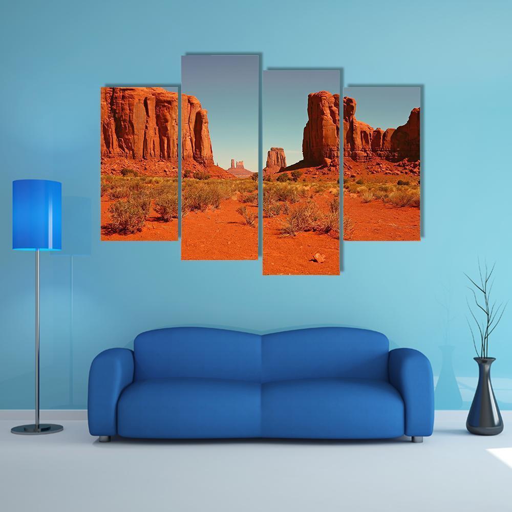 Perspective Of Monument Valley Canvas Wall Art-4 Pop-Gallery Wrap-50" x 32"-Tiaracle