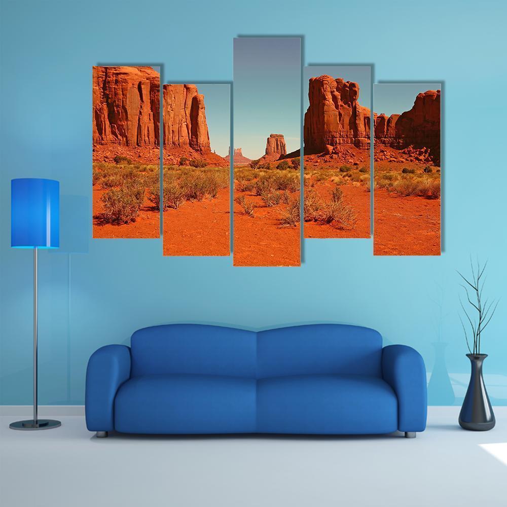 Perspective Of Monument Valley Canvas Wall Art-5 Pop-Gallery Wrap-47" x 32"-Tiaracle