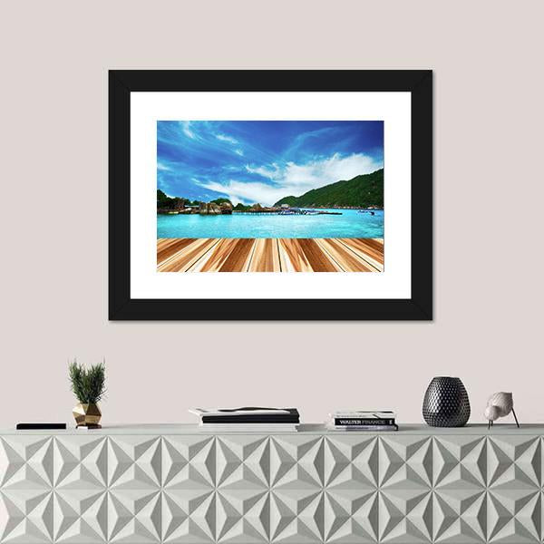 Perspective Wood And View of Nang Yuan Island Canvas Wall Art-1 Piece-Framed Print-20" x 16"-Tiaracle