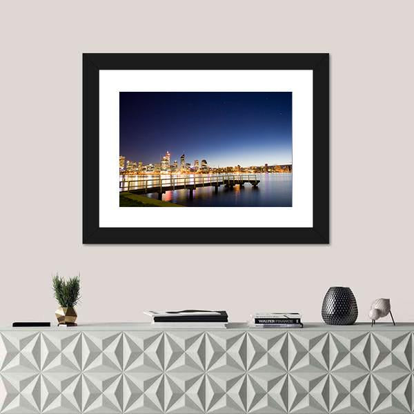 Perth City &amp; River Canvas Wall Art-1 Piece-Framed Print-20" x 16"-Tiaracle