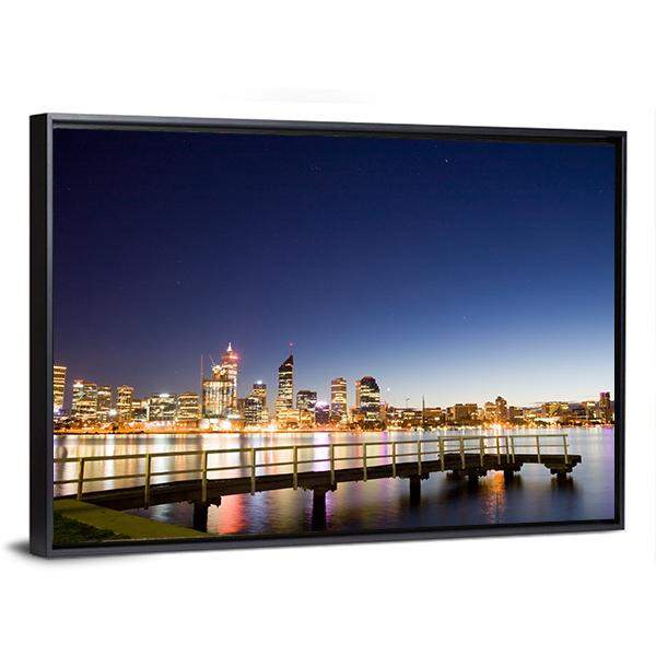 Perth City &amp; River Canvas Wall Art-3 Horizontal-Gallery Wrap-25" x 16"-Tiaracle