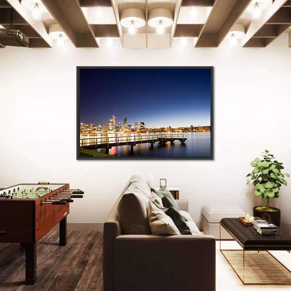 Perth City &amp; River Canvas Wall Art-3 Horizontal-Gallery Wrap-25" x 16"-Tiaracle