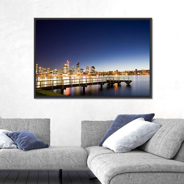 Perth City &amp; River Canvas Wall Art-3 Horizontal-Gallery Wrap-25" x 16"-Tiaracle