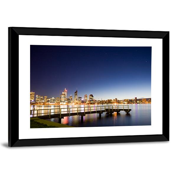 Perth City &amp; River Canvas Wall Art-3 Horizontal-Gallery Wrap-25" x 16"-Tiaracle