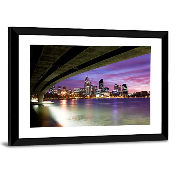 Perth Viewed On Glorious Morning With Narrows Bridge Canvas Wall Art-3 Horizontal-Gallery Wrap-25" x 16"-Tiaracle