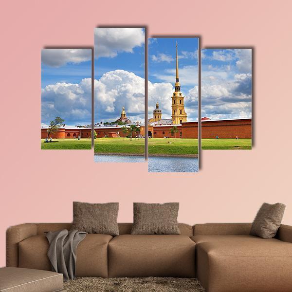 Peter And Paul Fortress In Russia Canvas Wall Art-4 Pop-Gallery Wrap-50" x 32"-Tiaracle