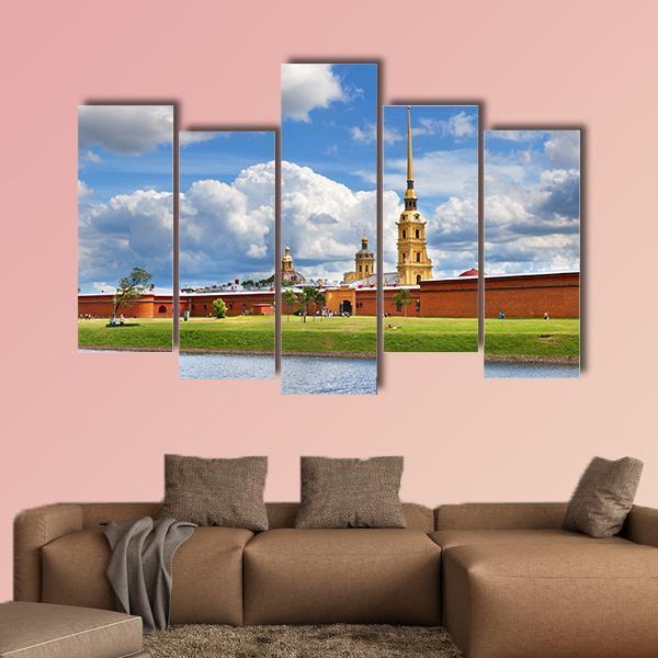 Peter And Paul Fortress In Russia Canvas Wall Art-5 Pop-Gallery Wrap-47" x 32"-Tiaracle