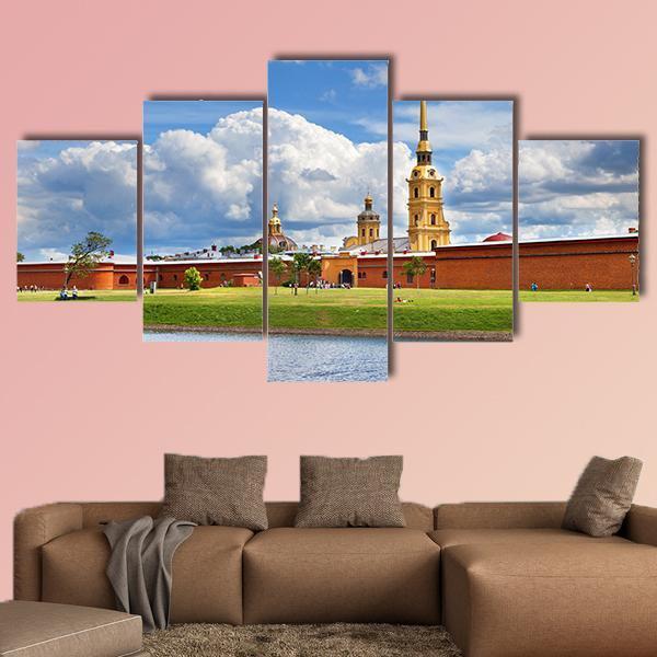 Peter And Paul Fortress In Russia Canvas Wall Art-5 Star-Gallery Wrap-62" x 32"-Tiaracle