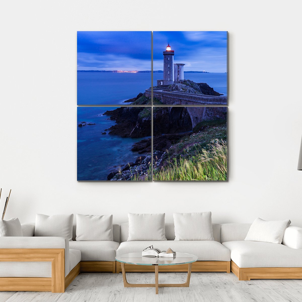 Petit Minou Lighthouse In France Canvas Wall Art-4 Square-Gallery Wrap-17" x 17"-Tiaracle