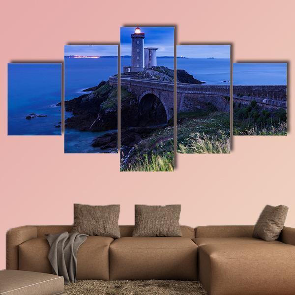 Petit Minou Lighthouse In France Canvas Wall Art-5 Pop-Gallery Wrap-47" x 32"-Tiaracle