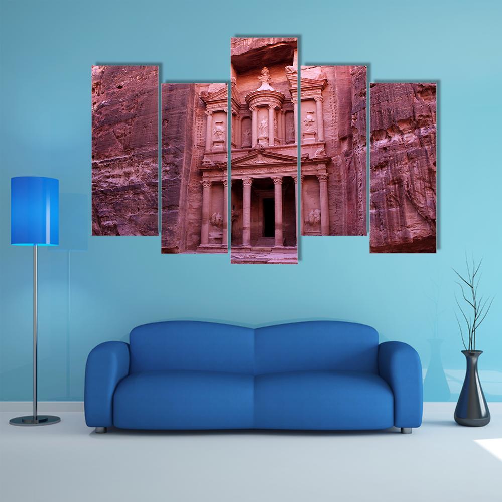 Petra Built in Jordan Canvas Wall Art-5 Pop-Gallery Wrap-47" x 32"-Tiaracle