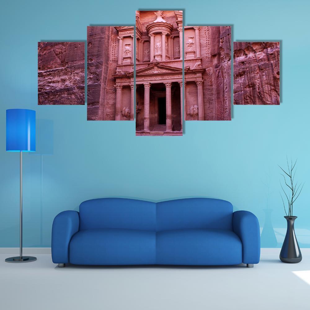 Petra Built in Jordan Canvas Wall Art-5 Star-Gallery Wrap-62" x 32"-Tiaracle
