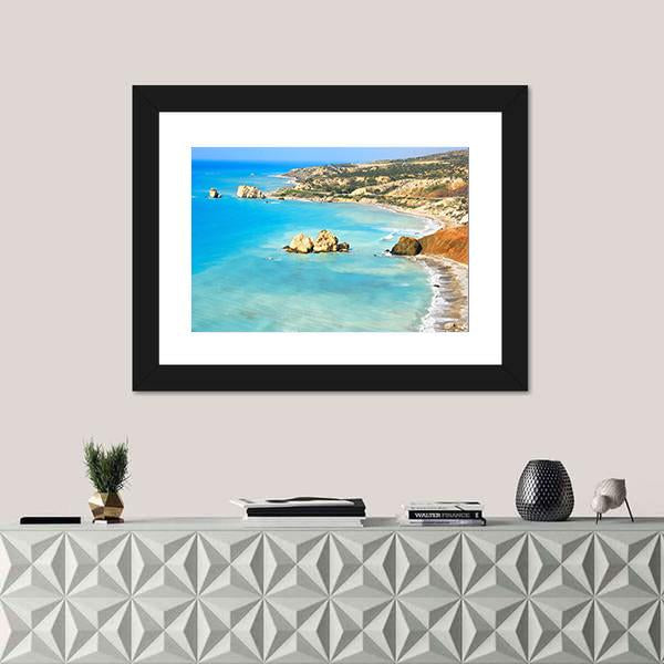 Petra Tou Romiou Aphrodites In Paphos Canvas Wall Art-1 Piece-Framed Print-20" x 16"-Tiaracle