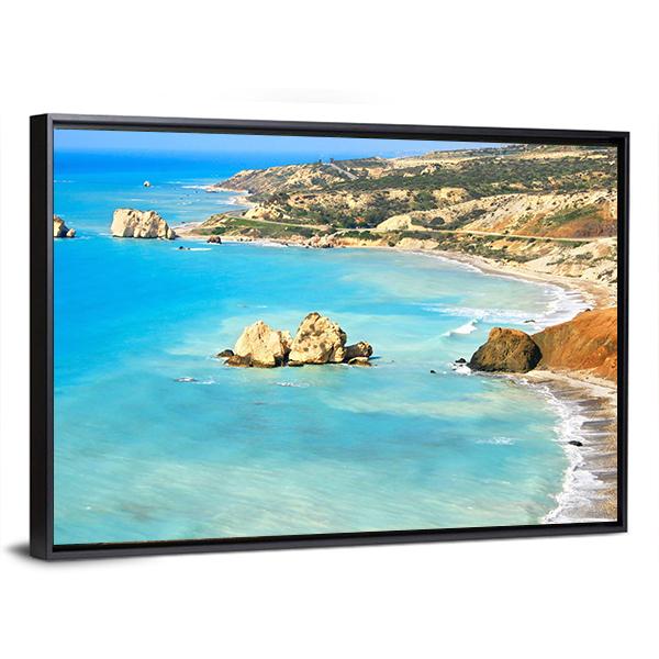 Petra Tou Romiou Aphrodites In Paphos Canvas Wall Art-3 Horizontal-Gallery Wrap-25" x 16"-Tiaracle