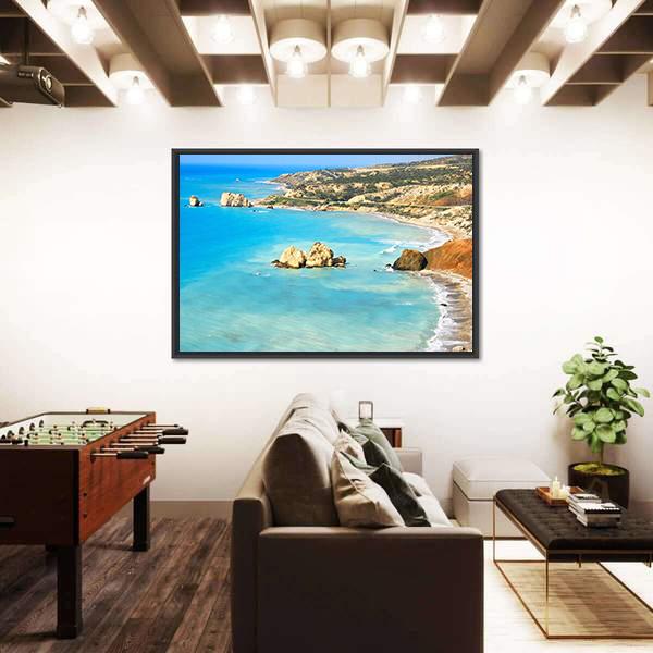 Petra Tou Romiou Aphrodites In Paphos Canvas Wall Art-3 Horizontal-Gallery Wrap-25" x 16"-Tiaracle