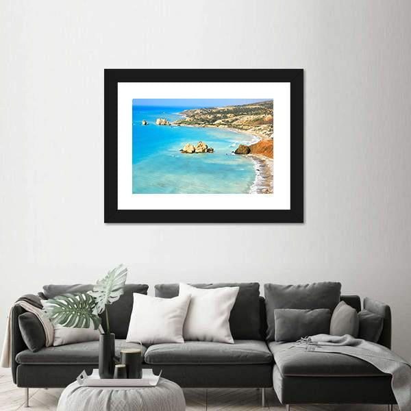 Petra Tou Romiou Aphrodites In Paphos Canvas Wall Art-3 Horizontal-Gallery Wrap-25" x 16"-Tiaracle