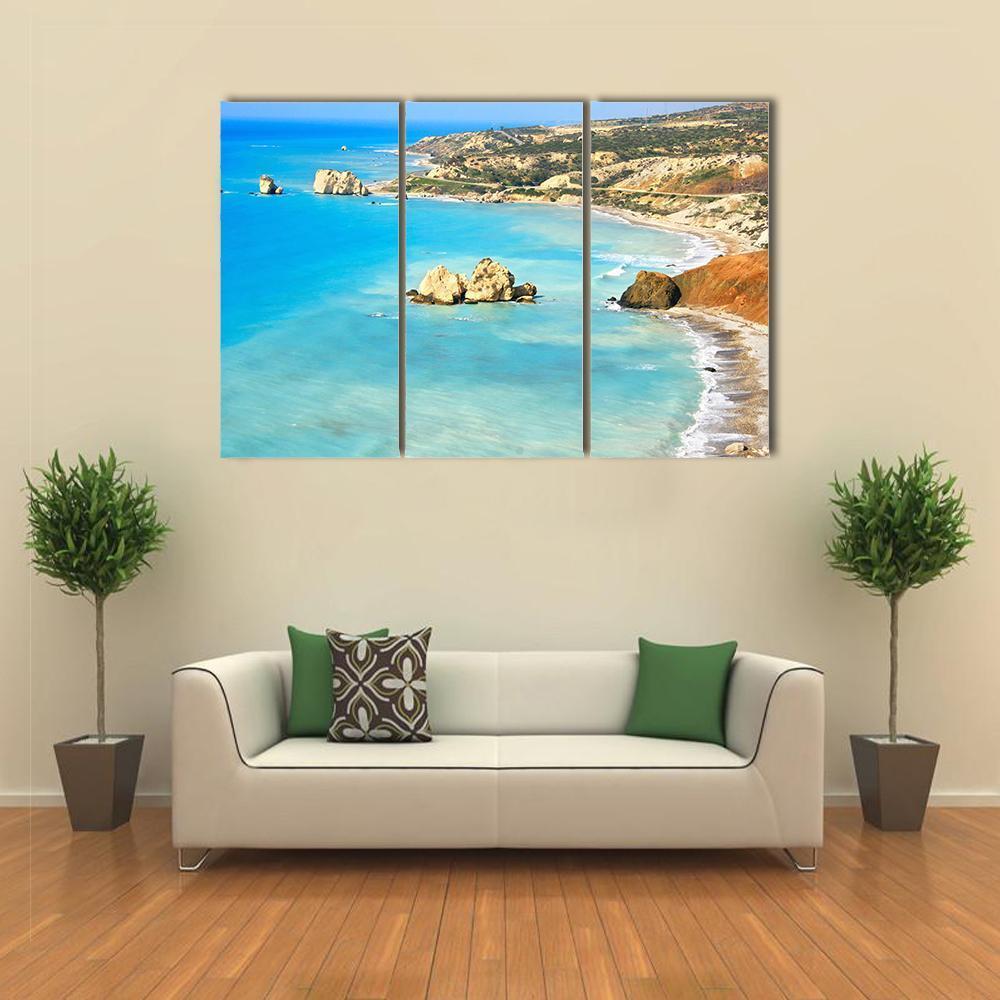 Petra Tou Romiou Aphrodites In Paphos Canvas Wall Art-3 Horizontal-Gallery Wrap-37" x 24"-Tiaracle