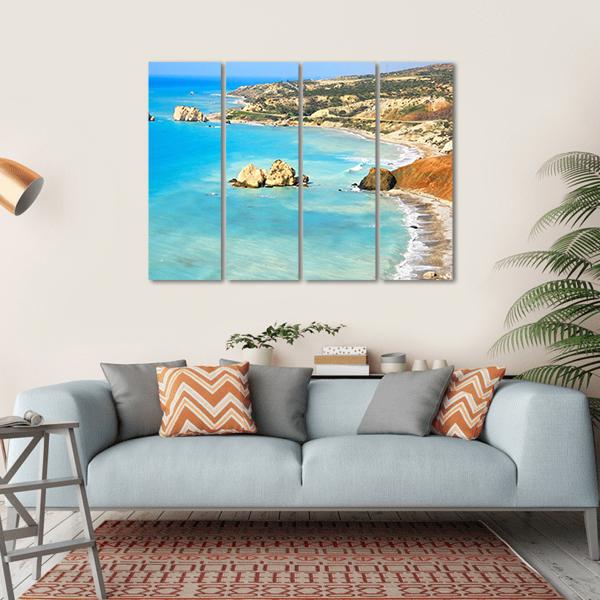 Petra Tou Romiou Aphrodites In Paphos Canvas Wall Art-4 Horizontal-Gallery Wrap-34" x 24"-Tiaracle