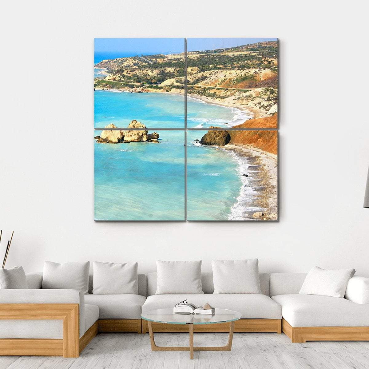 Petra Tou Romiou Aphrodites In Paphos Canvas Wall Art-4 Square-Gallery Wrap-17" x 17"-Tiaracle