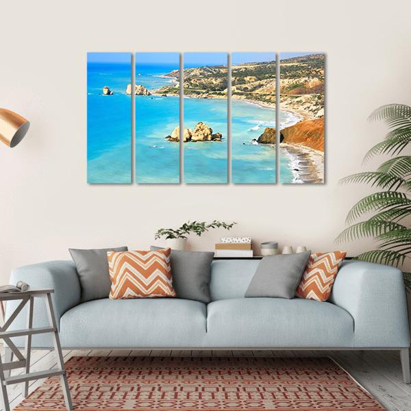 Petra Tou Romiou Aphrodites In Paphos Canvas Wall Art-5 Horizontal-Gallery Wrap-22" x 12"-Tiaracle