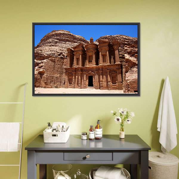 Petra Treasury In Jordan Canvas Wall Art-1 Piece-Floating Frame-24" x 16"-Tiaracle