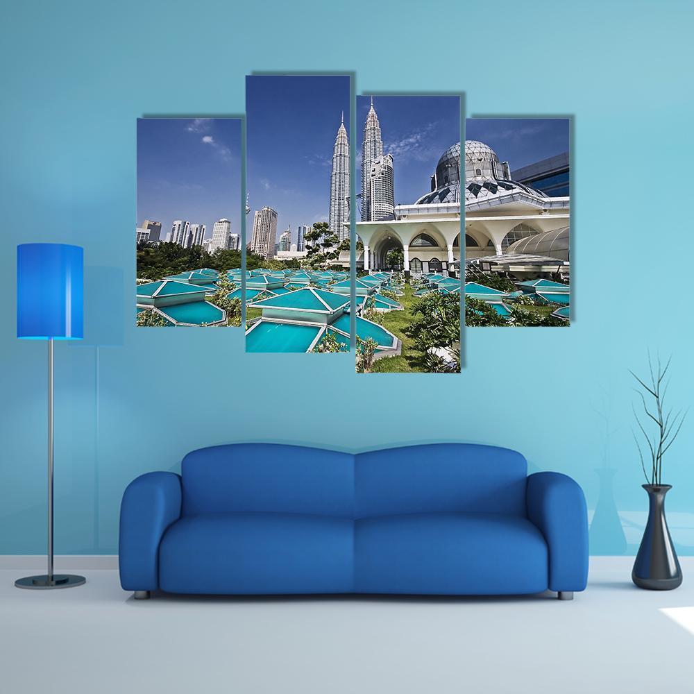 Petronas Twin Towers At Kuala Lumpur Canvas Wall Art-4 Pop-Gallery Wrap-50" x 32"-Tiaracle