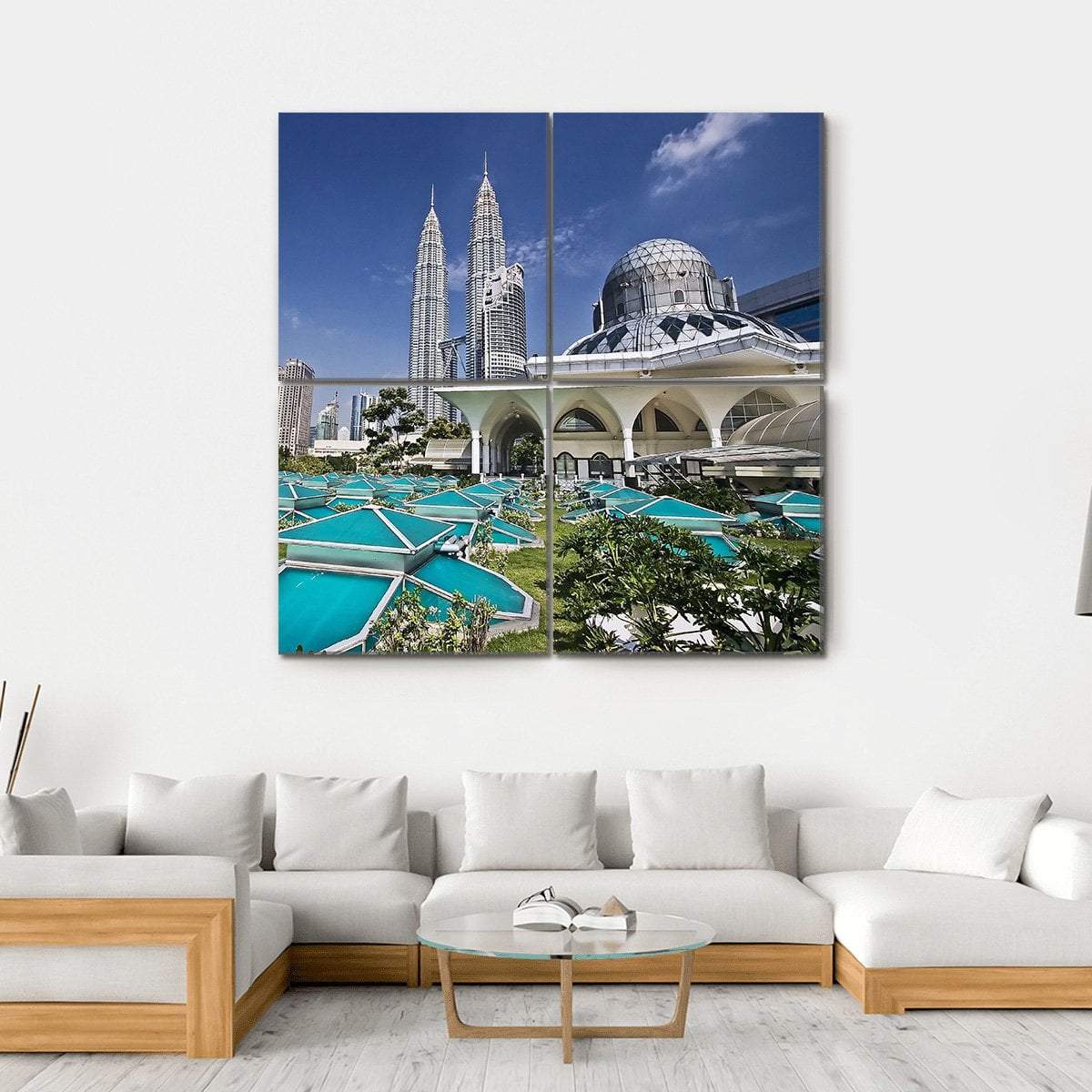 Petronas Twin Towers At Kuala Lumpur Canvas Wall Art-4 Square-Gallery Wrap-17" x 17"-Tiaracle