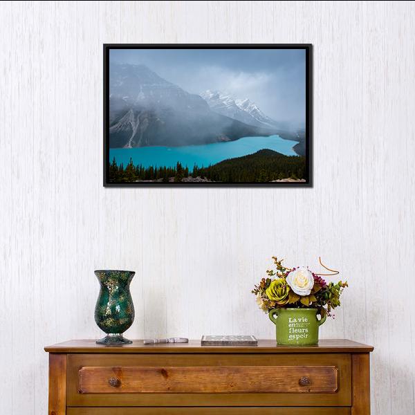 Peyto Lake &amp; Mountains Canvas Wall Art-3 Horizontal-Gallery Wrap-25" x 16"-Tiaracle