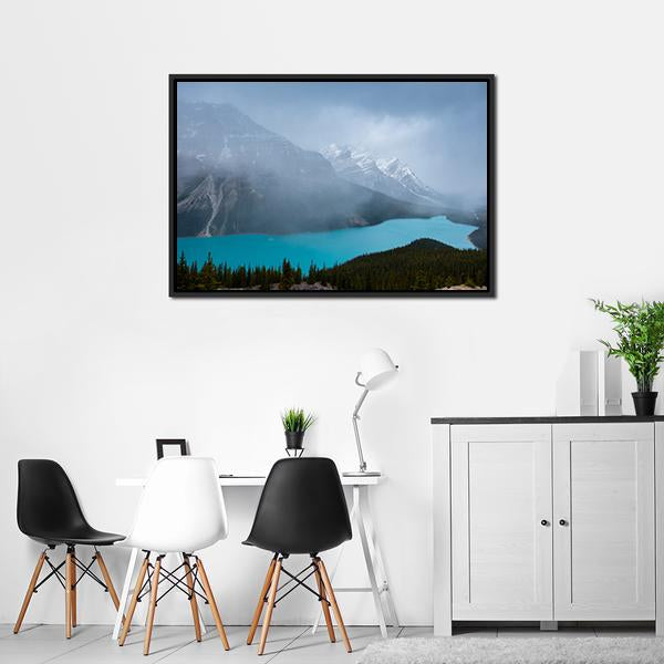 Peyto Lake &amp; Mountains Canvas Wall Art-3 Horizontal-Gallery Wrap-25" x 16"-Tiaracle