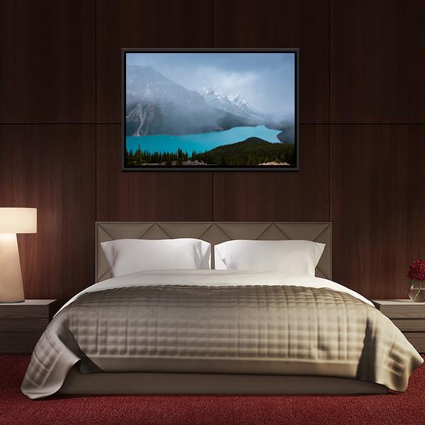 Peyto Lake &amp; Mountains Canvas Wall Art-3 Horizontal-Gallery Wrap-25" x 16"-Tiaracle