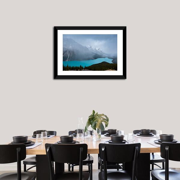 Peyto Lake & Mountains Canvas Wall Art-1 Piece-Framed Print-20" x 16"-Tiaracle