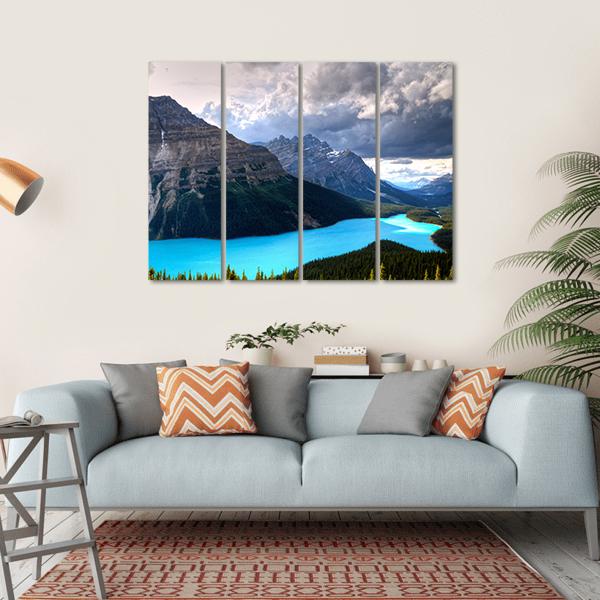 Peyto Lake At Canadian Rockies Canvas Wall Art-4 Horizontal-Gallery Wrap-34" x 24"-Tiaracle