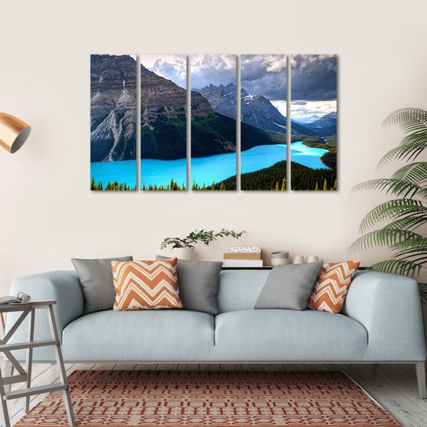 Peyto Lake At Canadian Rockies Canvas Wall Art-5 Horizontal-Gallery Wrap-22" x 12"-Tiaracle