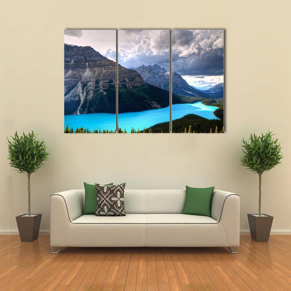 Peyto Lake At Canadian Rockies Canvas Wall Art-3 Horizontal-Gallery Wrap-37" x 24"-Tiaracle