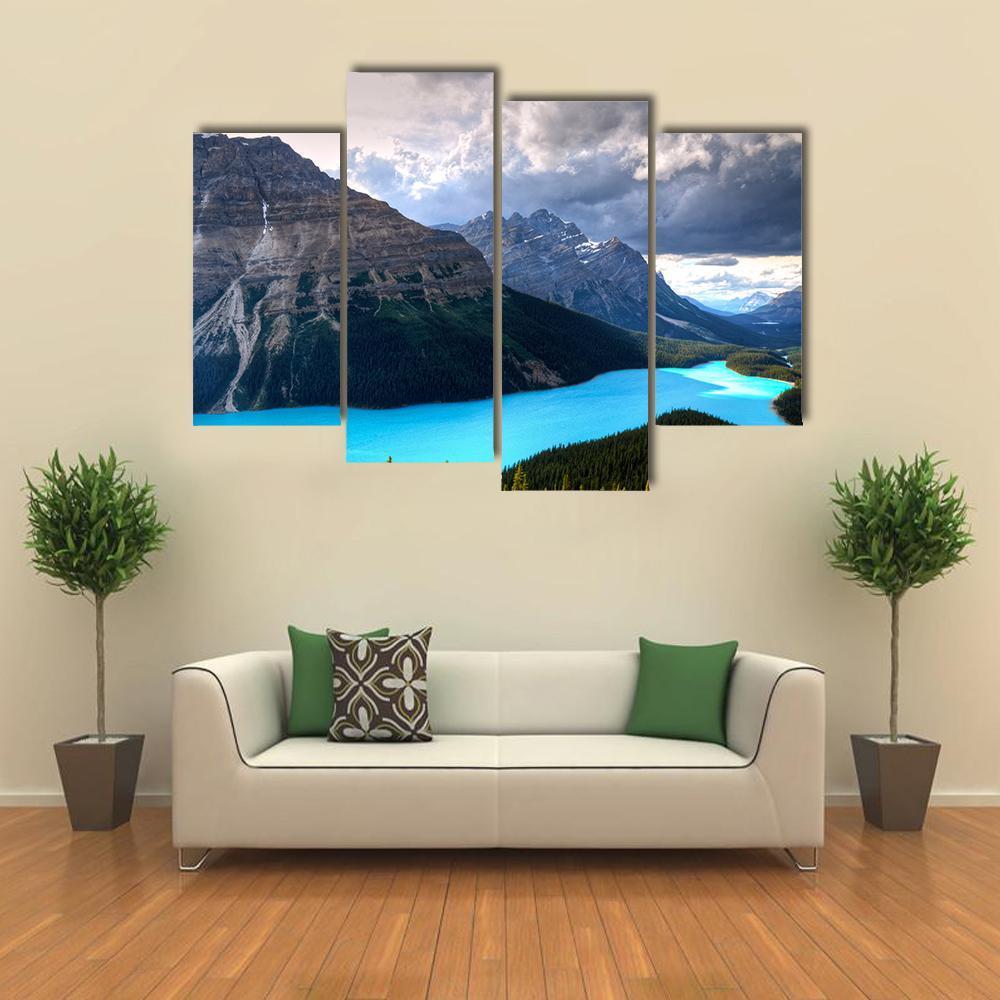 Peyto Lake At Canadian Rockies Canvas Wall Art-4 Pop-Gallery Wrap-50" x 32"-Tiaracle