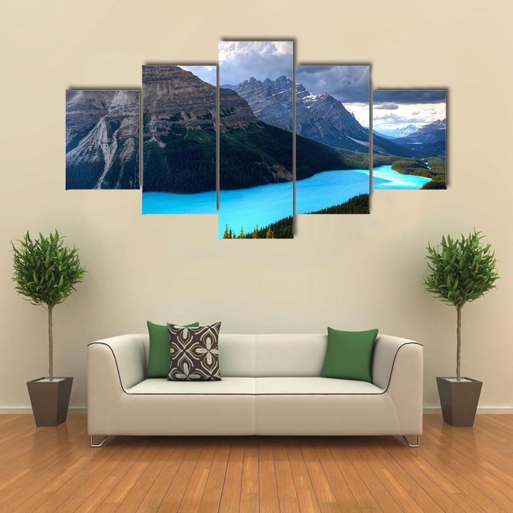 Peyto Lake At Canadian Rockies Canvas Wall Art-5 Star-Gallery Wrap-62" x 32"-Tiaracle