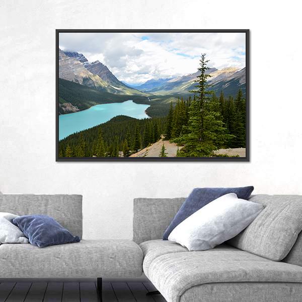 Peyto Lake Canada Panoramic Canvas Wall Art-1 Piece-36" x 12"-Tiaracle