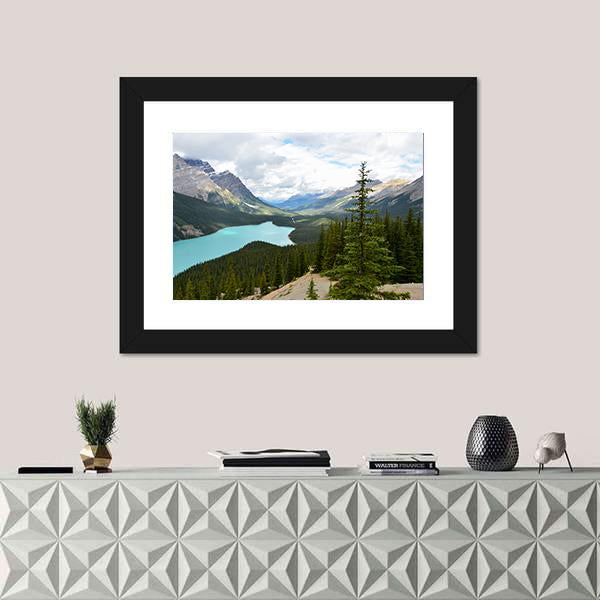 Peyto Lake Canada Panoramic Canvas Wall Art-1 Piece-36" x 12"-Tiaracle
