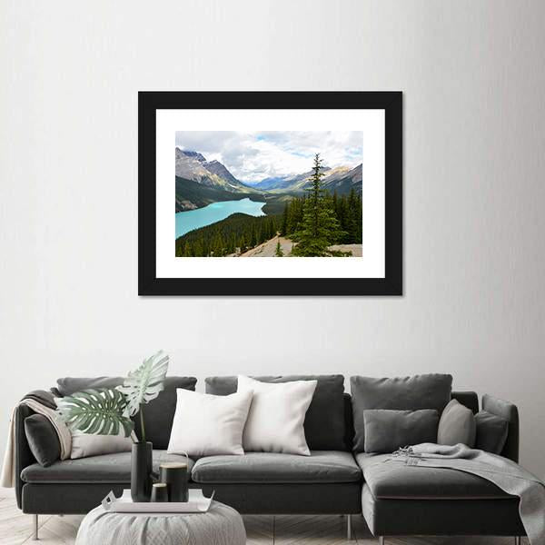 Peyto Lake Canada Panoramic Canvas Wall Art-1 Piece-36" x 12"-Tiaracle