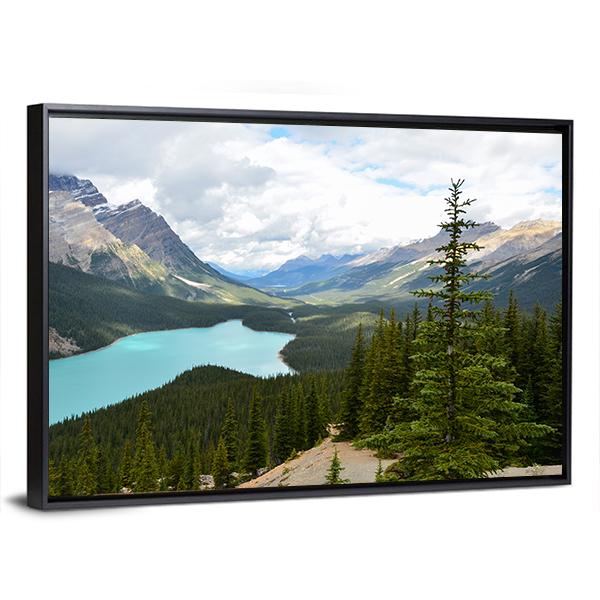 Peyto Lake Canada Panoramic Canvas Wall Art-1 Piece-36" x 12"-Tiaracle