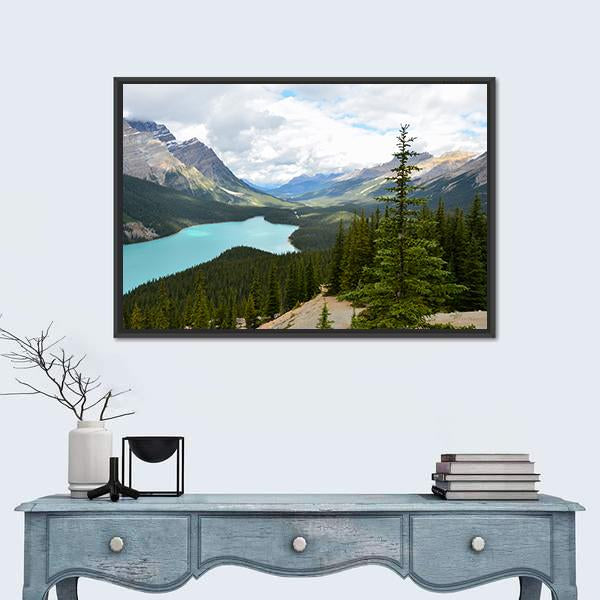 Peyto Lake Canada Panoramic Canvas Wall Art-1 Piece-36" x 12"-Tiaracle